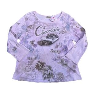 Cactus Tee Top Chocolate Theme 3/4 Sleeve Embellished Made in USA Women Sz XL